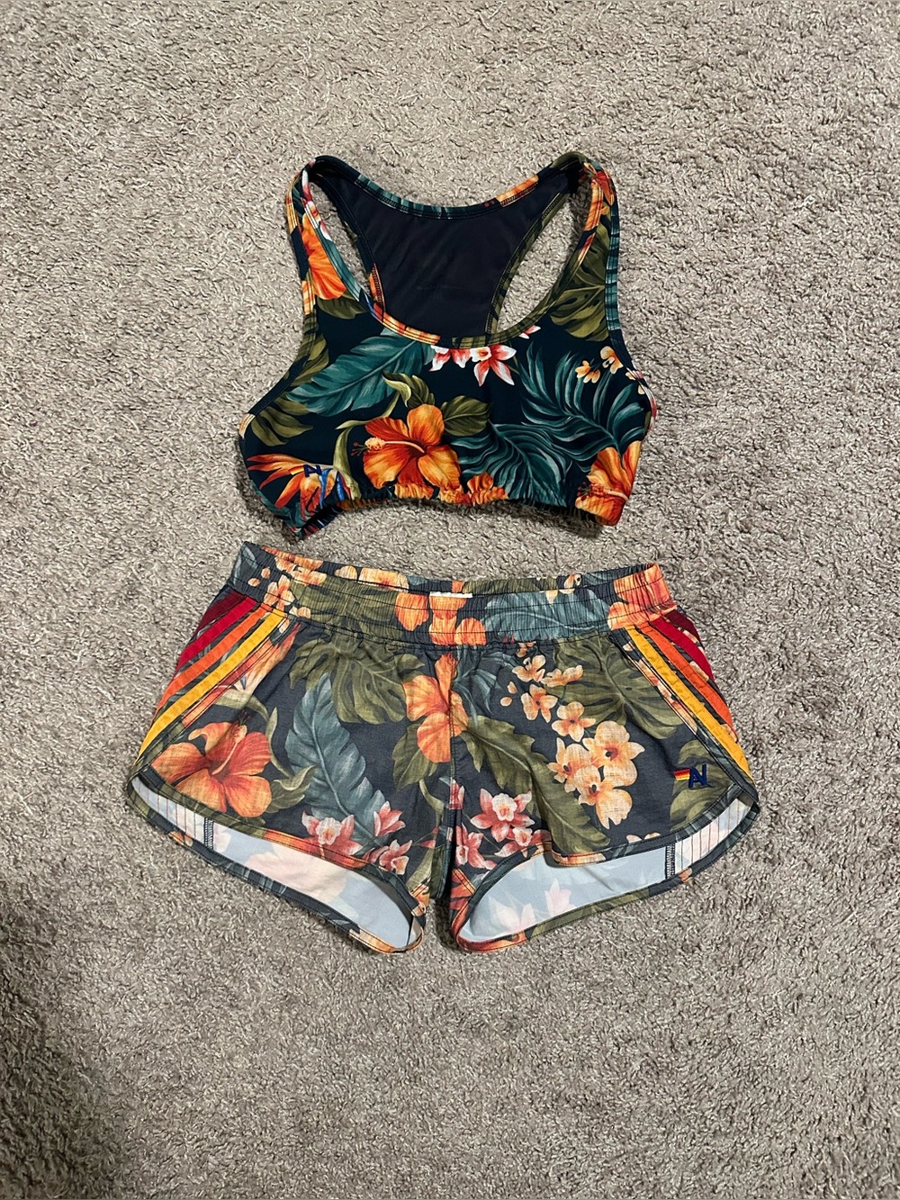 Aviator nation set! shorts and tank top bra Floral Tropical